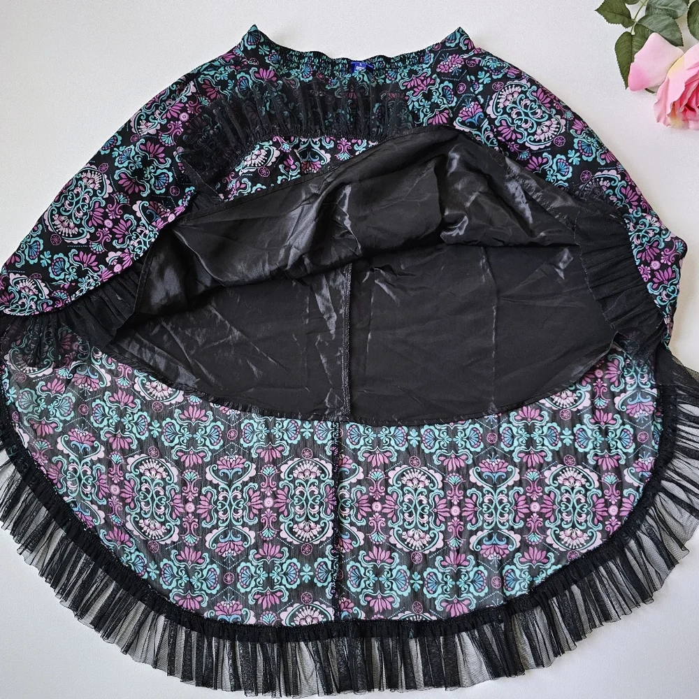 Disney Descendants 2 Skirt Evie Inspired Hi-Low Tulle Hem Floral Big Girl Size L
